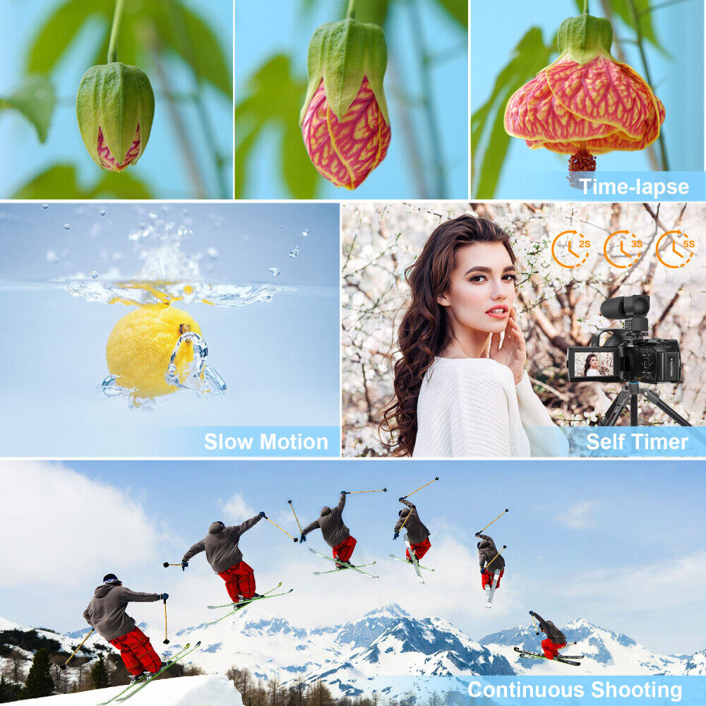 4K UHD 48MP Camcorder with WiFi, Microphone, Remote & Stabilizer – Professional Video Camera for Vlogging, Streaming, and Filmmaking