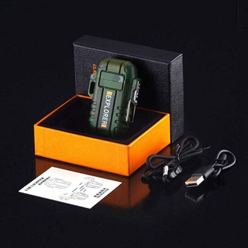 Waterproof Dual Arc Electric Lighter with Flameless Plasma Technology and USB Rechargeable Functionality