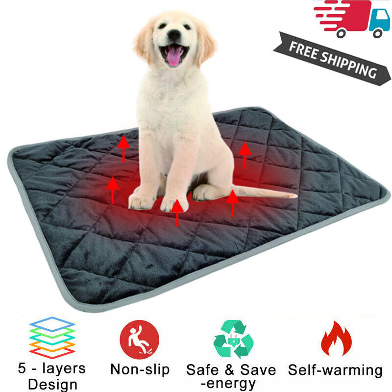 Self-Warming Thermal Mat: Premium Non-Slip Hot Pad for Canine and Feline Beds (Gray)