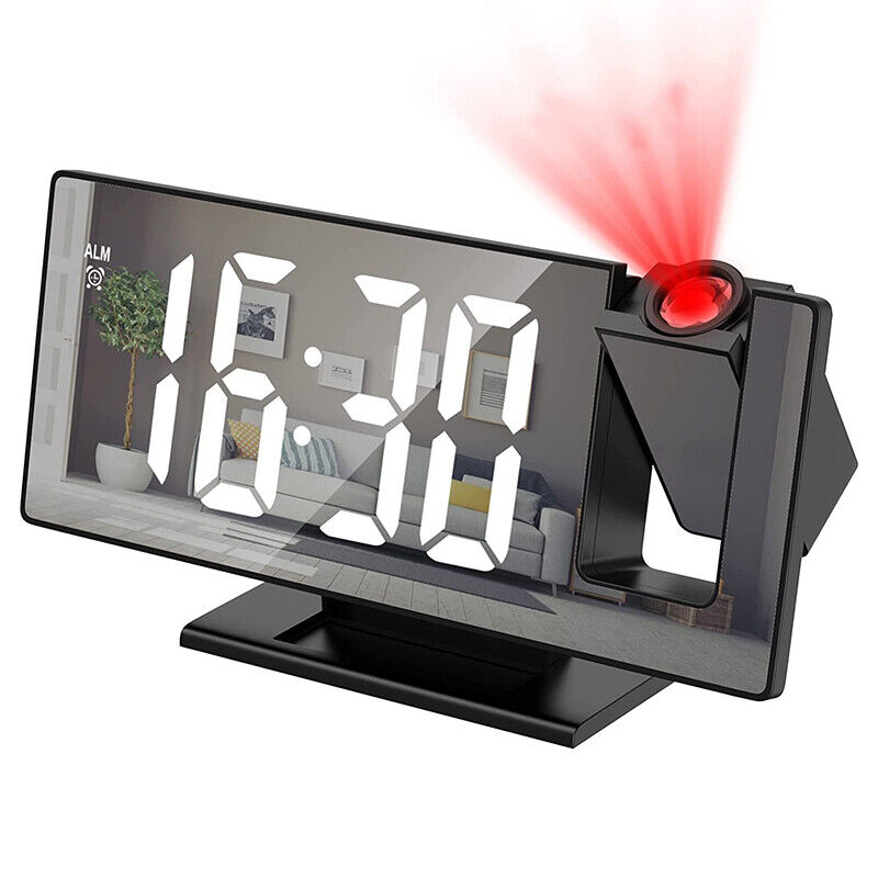 7.8-Inch Digital LED Alarm Clock with Projector: Temperature & Time Projection, USB Monitor