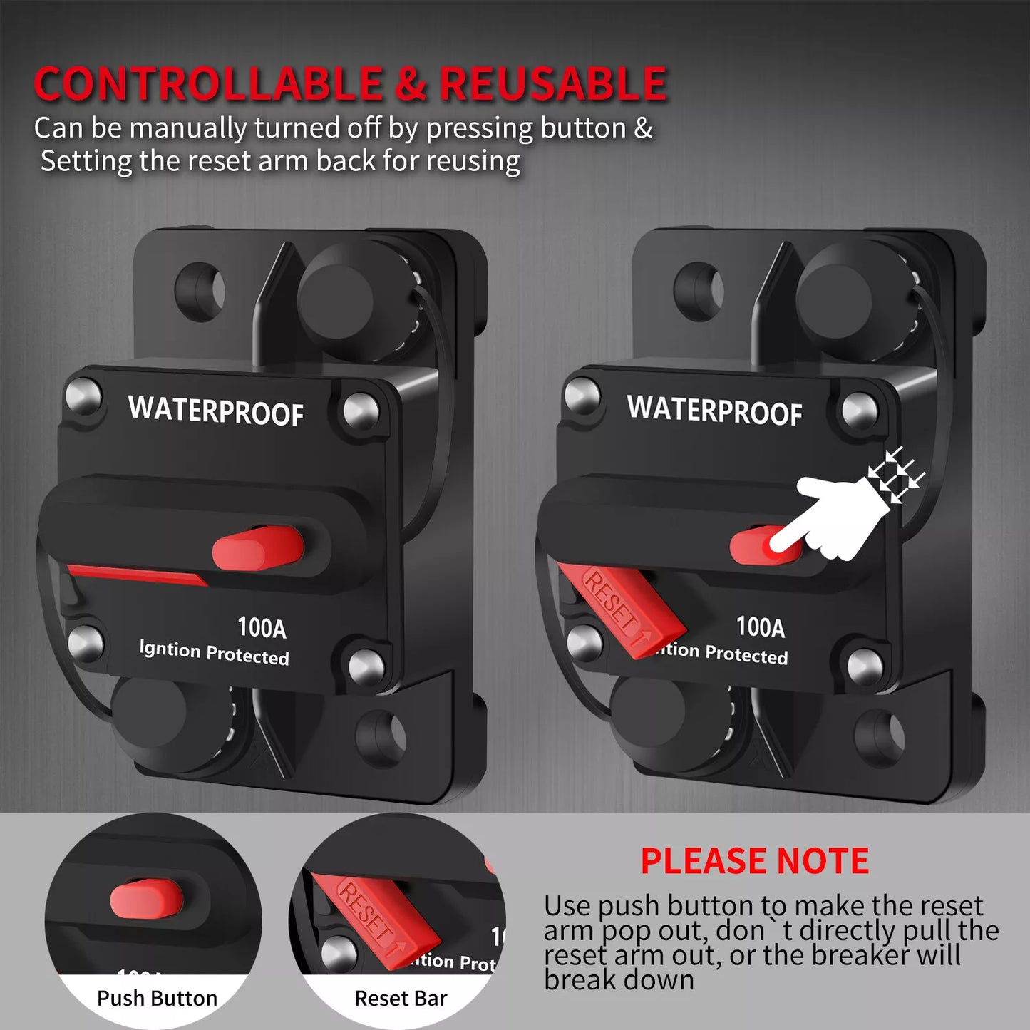 300A Marine-Grade Circuit Breaker | Manual Reset Switch for RV, Boat, Truck, Audio