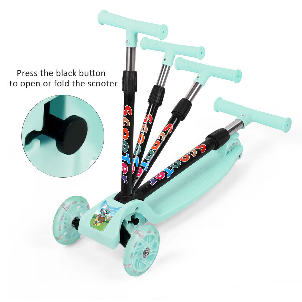 3-Wheel Kick Scooter for Kids and Toddlers: Adjustable Height with LED Light-Up Wheels