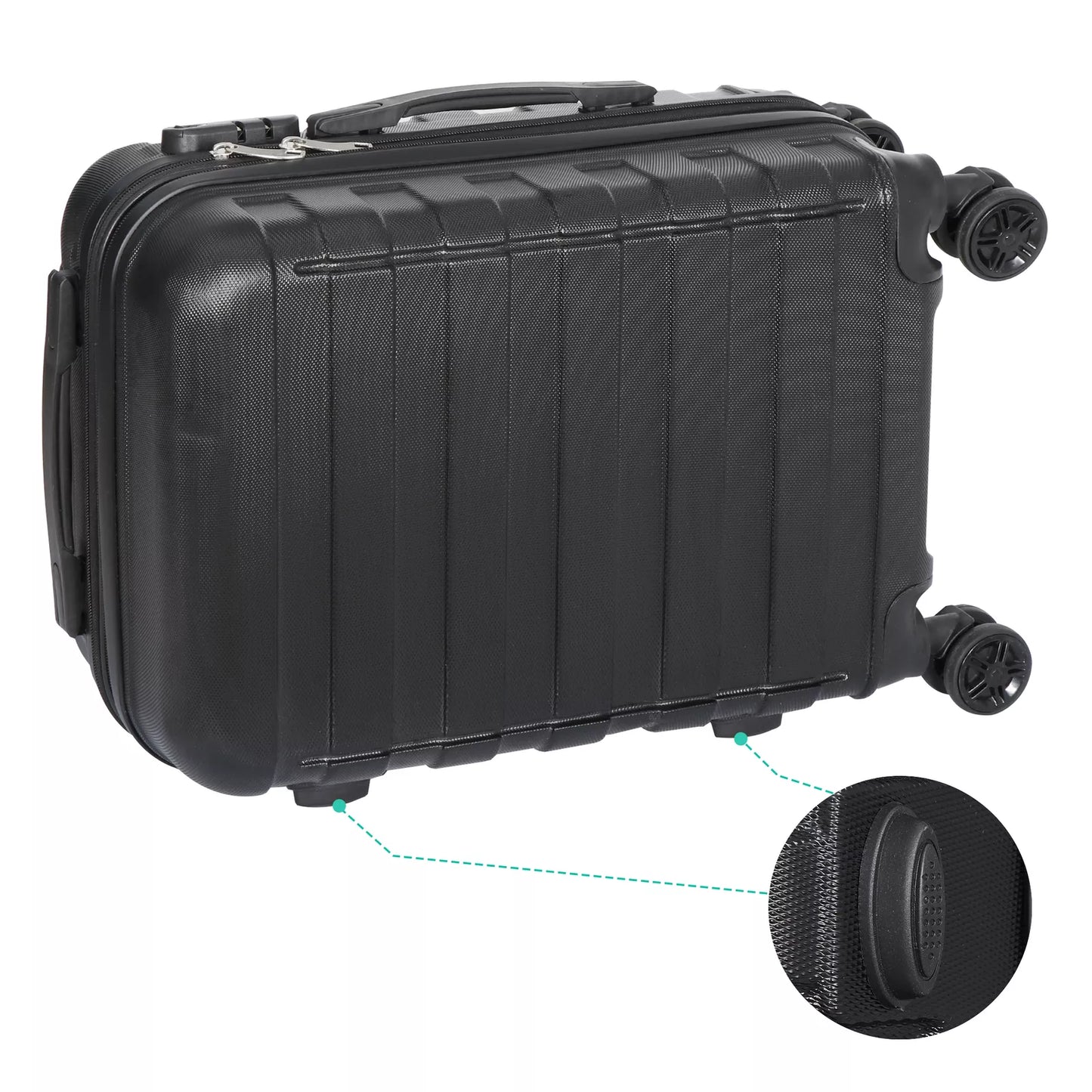 22" Black Hardside Carry-On Spinner Suitcase - Expandable Luggage with Wheels