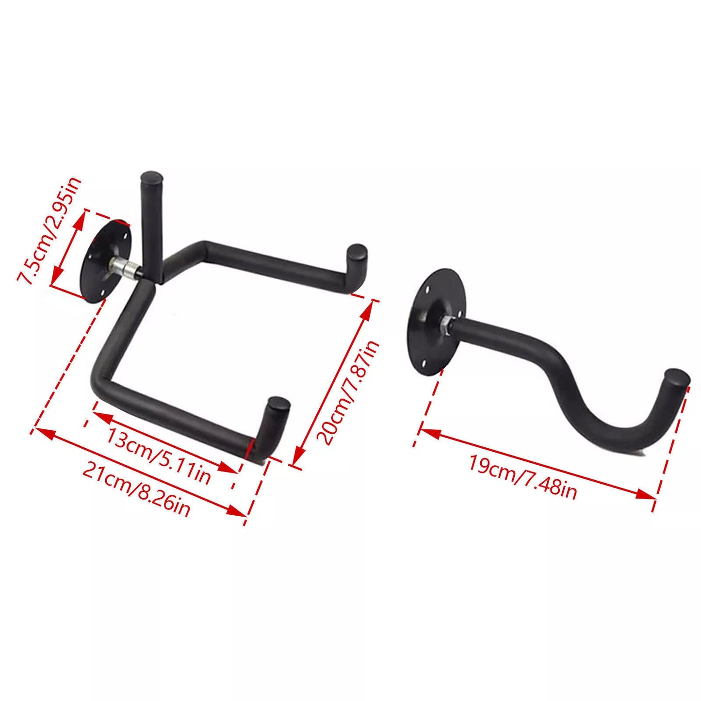 Horizontal Guitar Wall Mount Hanger – 2-Pack Display Holder for Electric, Acoustic, or Bass Guitars