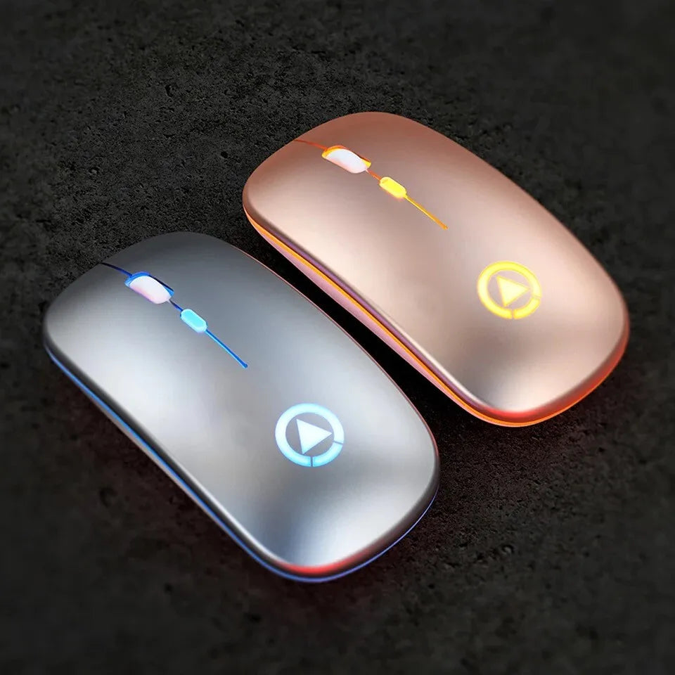 2.4GHz USB Rechargeable Wireless Optical Mouse with RGB Lighting, Cordless Design for PC and Laptop