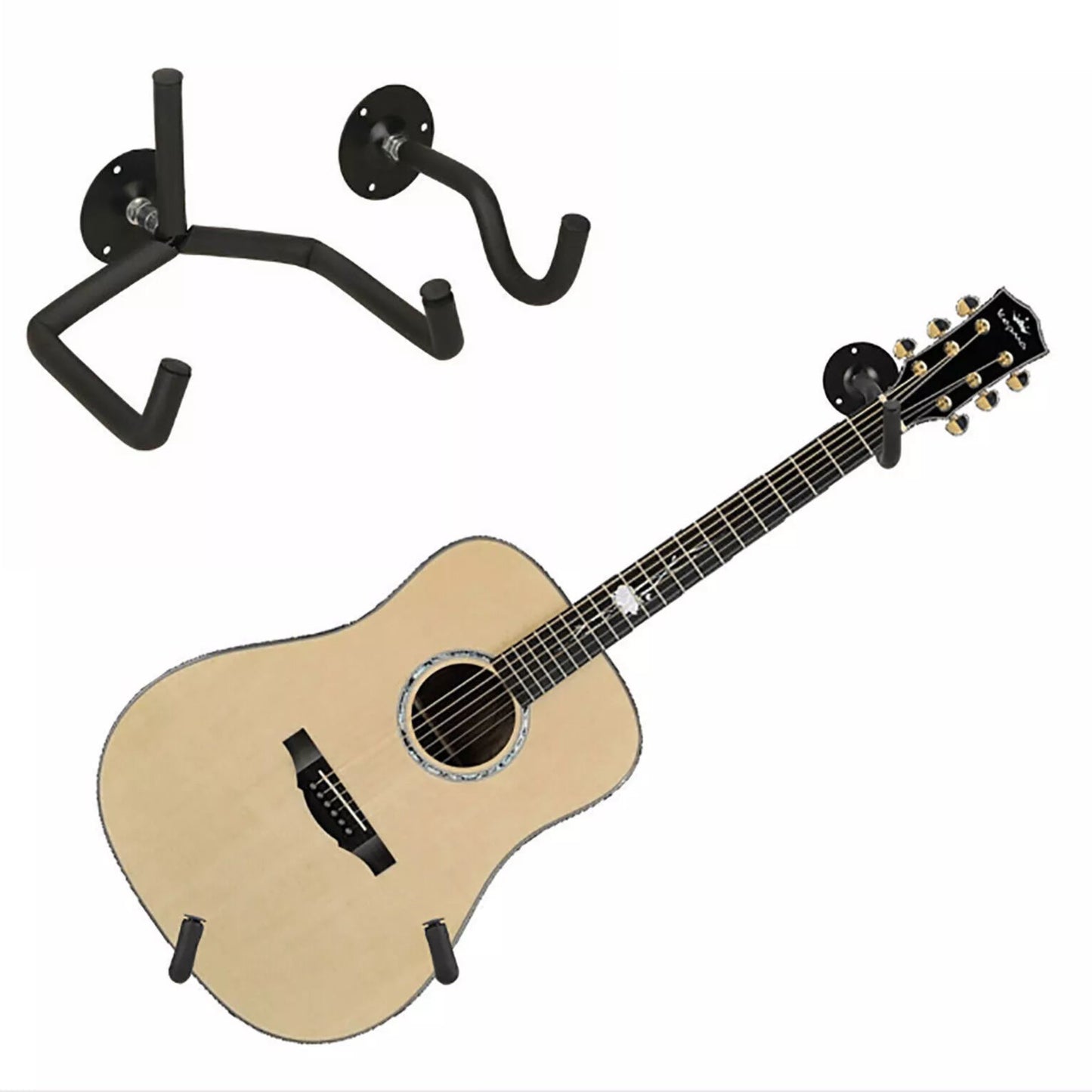 Horizontal Guitar Wall Mount Hanger – 2-Pack Display Holder for Electric, Acoustic, or Bass Guitars