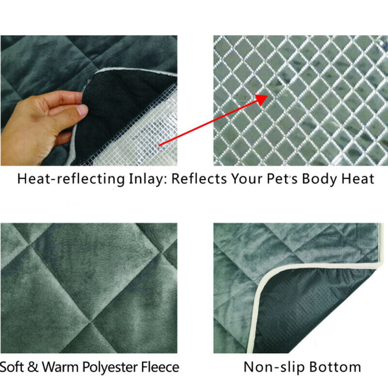 Self-Warming Thermal Mat: Premium Non-Slip Hot Pad for Canine and Feline Beds (Gray)