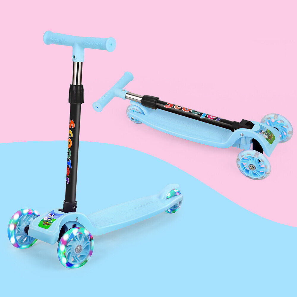 3-Wheel Kick Scooter for Kids and Toddlers: Adjustable Height with LED Light-Up Wheels