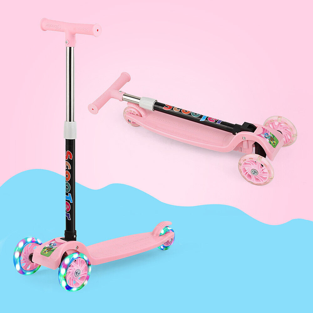 3-Wheel Kick Scooter for Kids and Toddlers: Adjustable Height with LED Light-Up Wheels