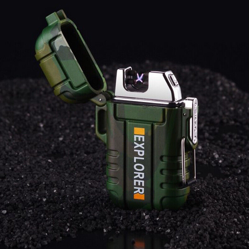 Waterproof Dual Arc Electric Lighter with Flameless Plasma Technology and USB Rechargeable Functionality