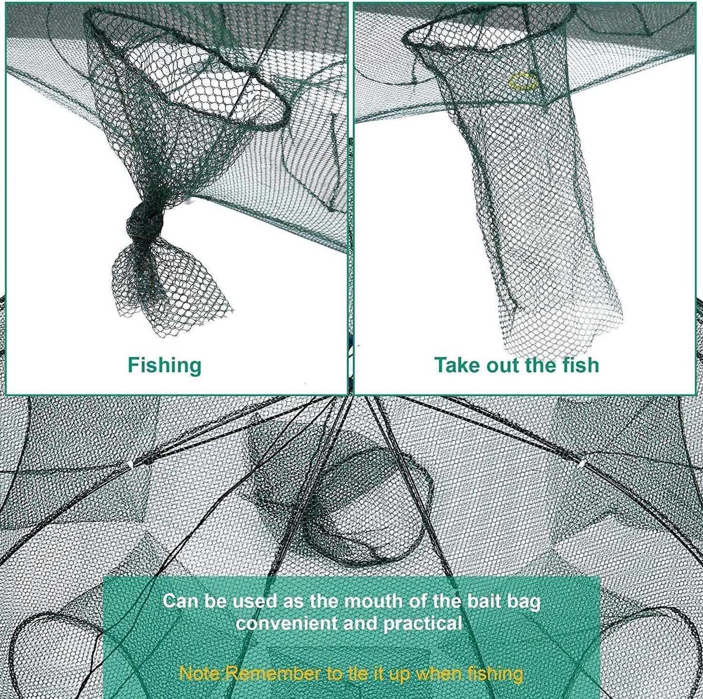 Foldable Fishing Bait Trap - Crab, Shrimp, Minnow Net - Easy, Portable, Durable