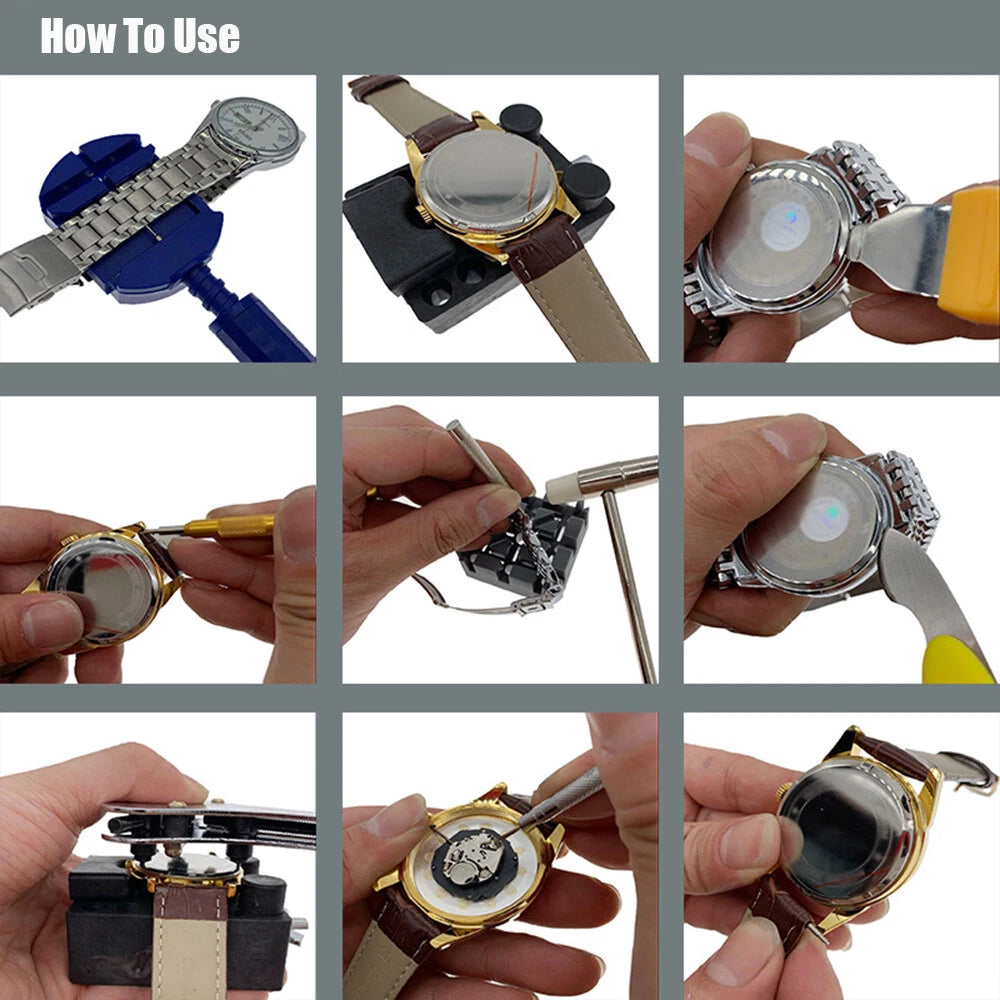 147-Piece Professional Watch Repair Kit with Case Opener, Link Remover, Spring Bar Tool & Carrying Case
