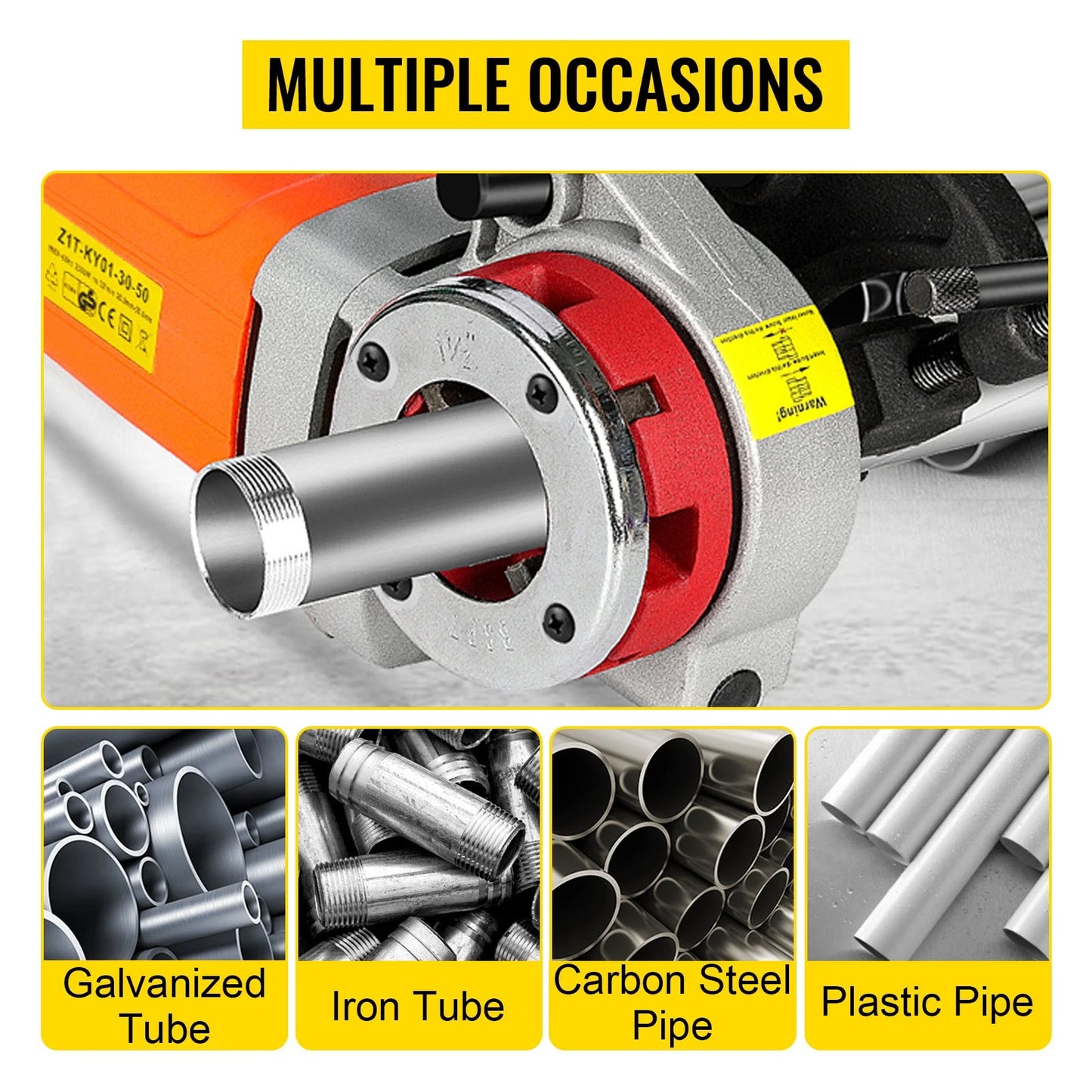 Electric Pipe Threader Machine 1/2”–2” with 6 Dies & Storage Case – 2300W Portable Threading Tool