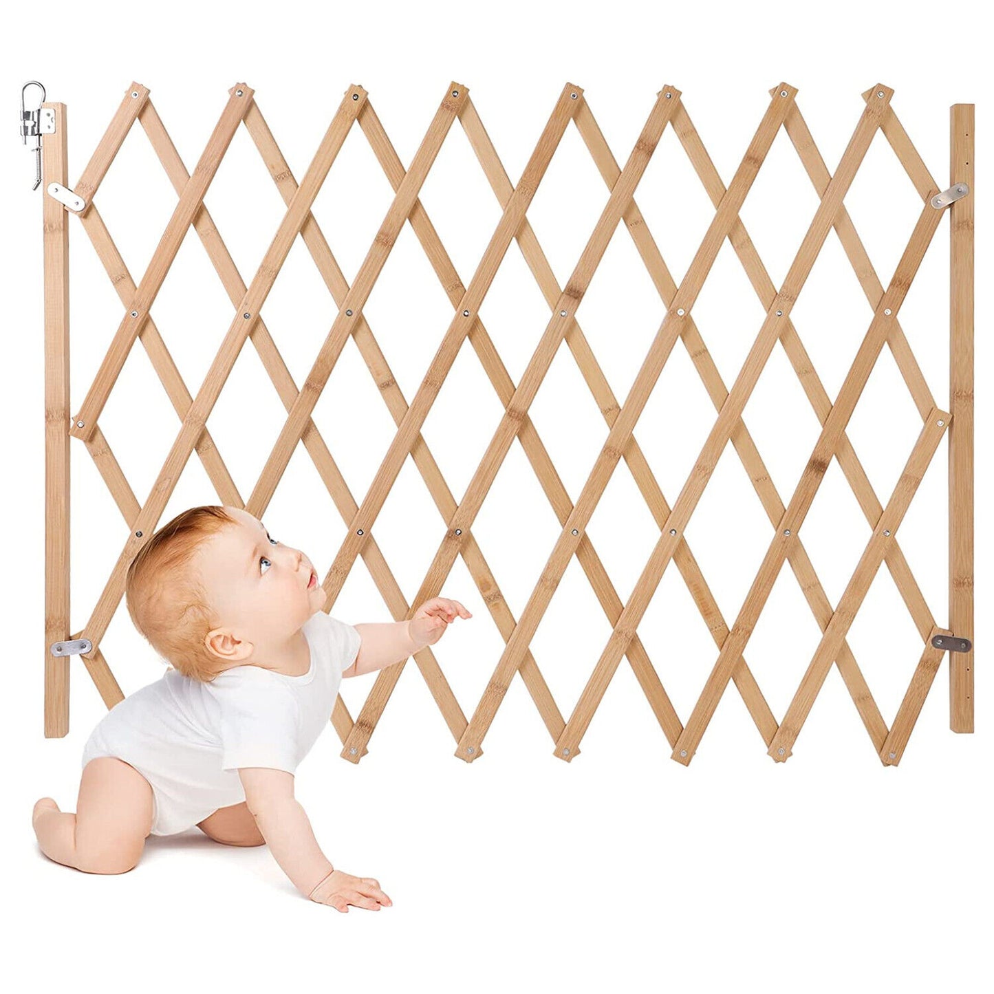 Bamboo Accordion Safety Gate for Children and Pets