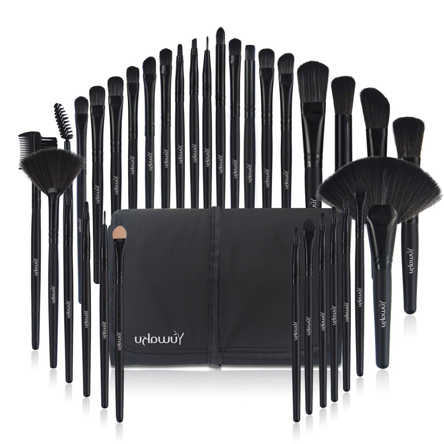 32-Piece Professional Makeup Brush Set with Leather Case – Soft Natural Hair Brushes for Eyes, Face & Lips – Perfect for Beginners & Makeup Artists