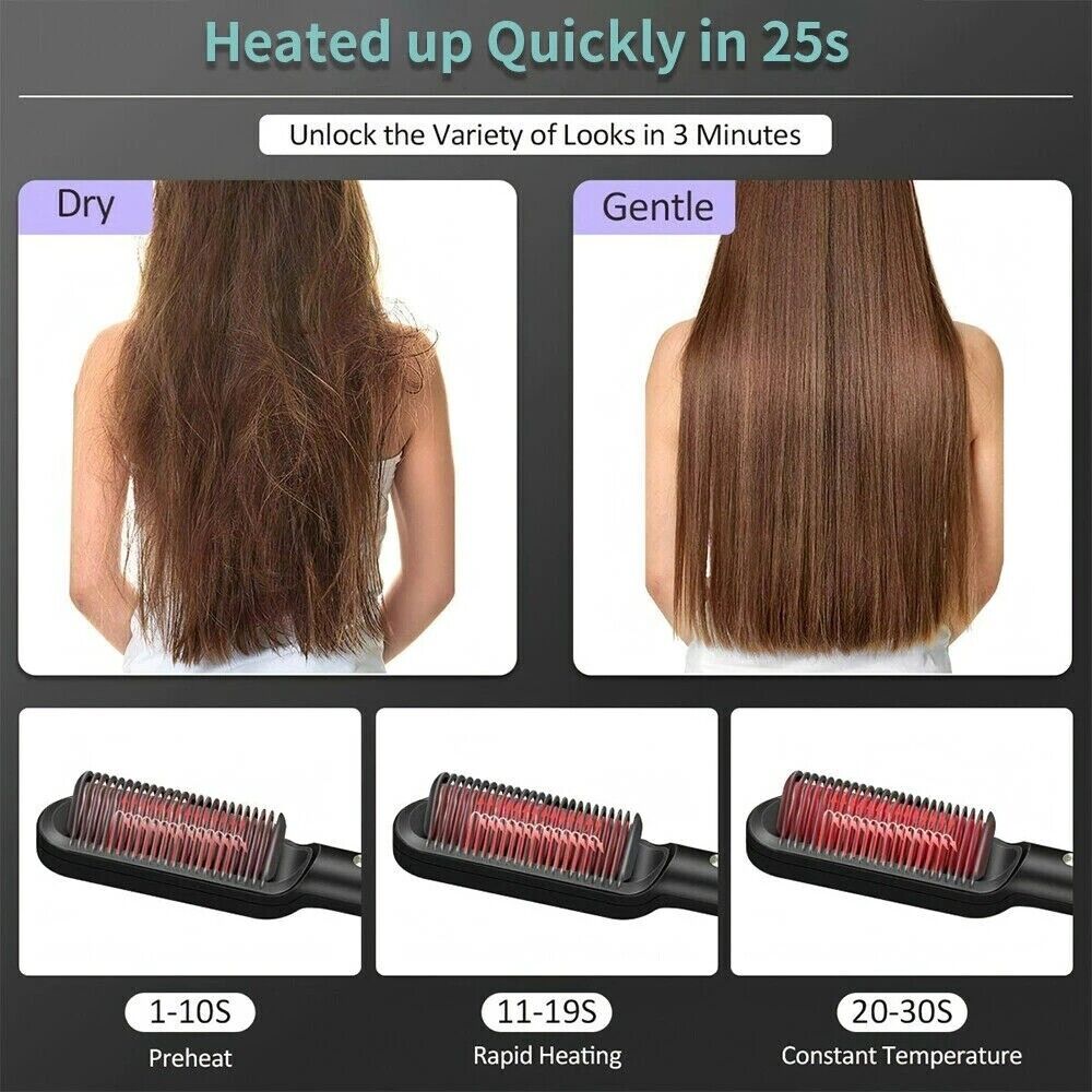2-in-1 Hair Straightener Comb & Iron