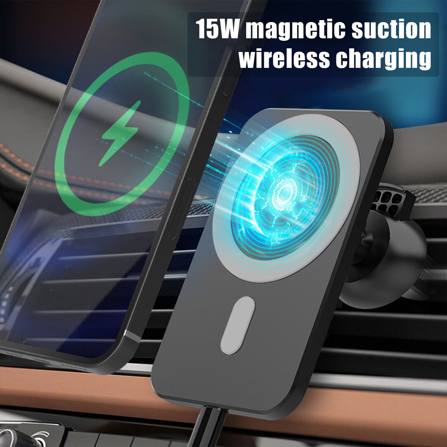 Magnetic Wireless Charger Car Mount Holder For iPhone 12 13 14 Pro Max MagSafe