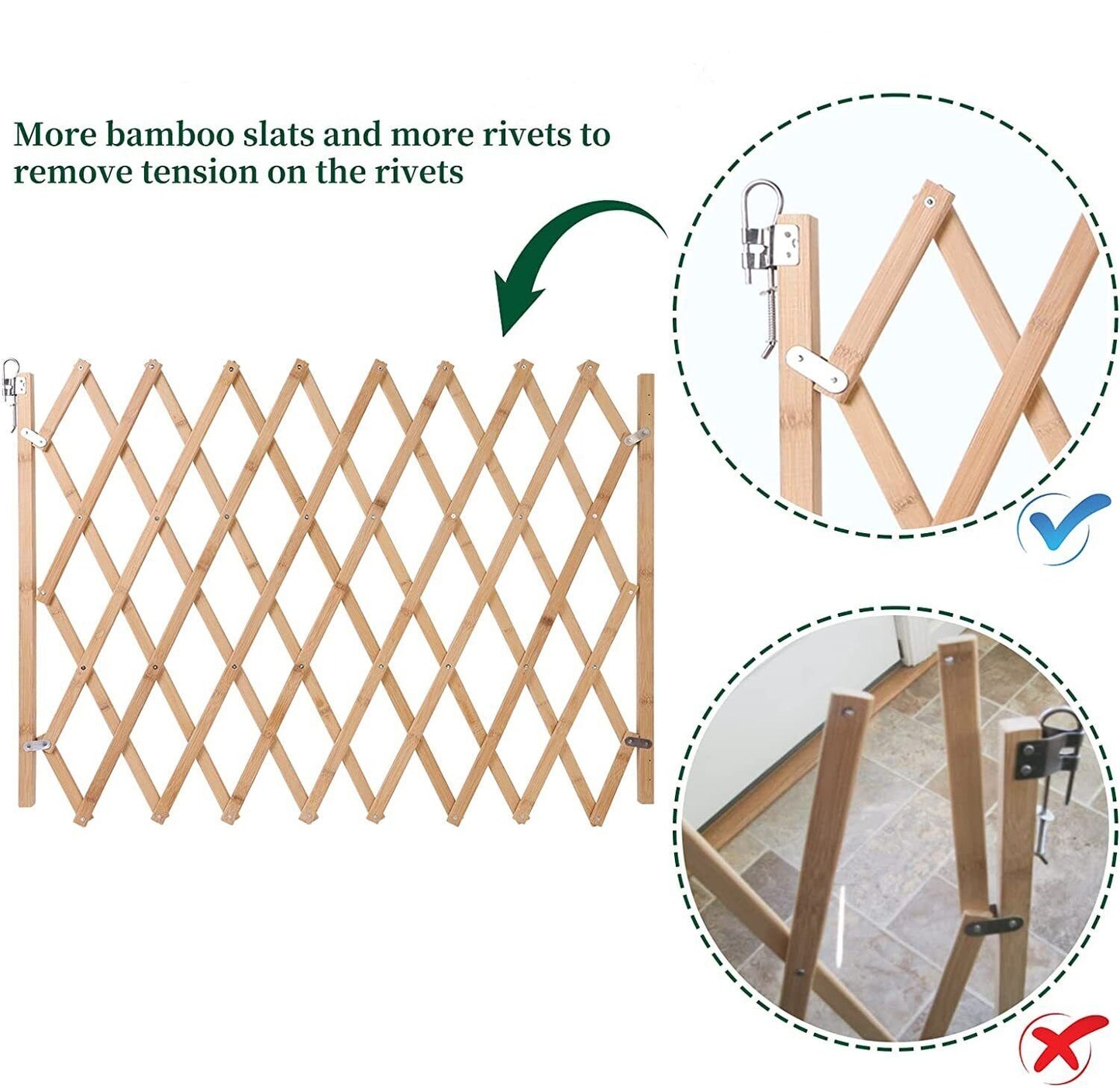 Bamboo Accordion Safety Gate for Children and Pets