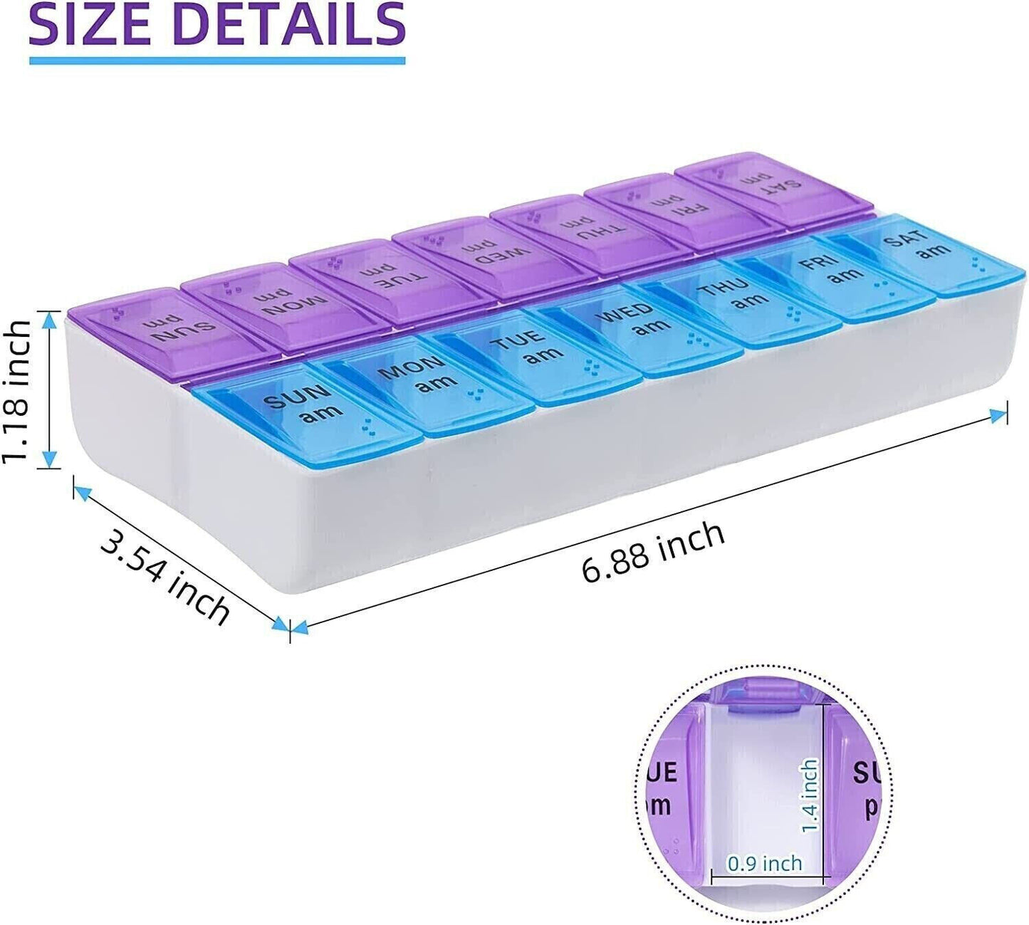 7-Day AM/PM Pill Box Organizer with Removable Medicine Case