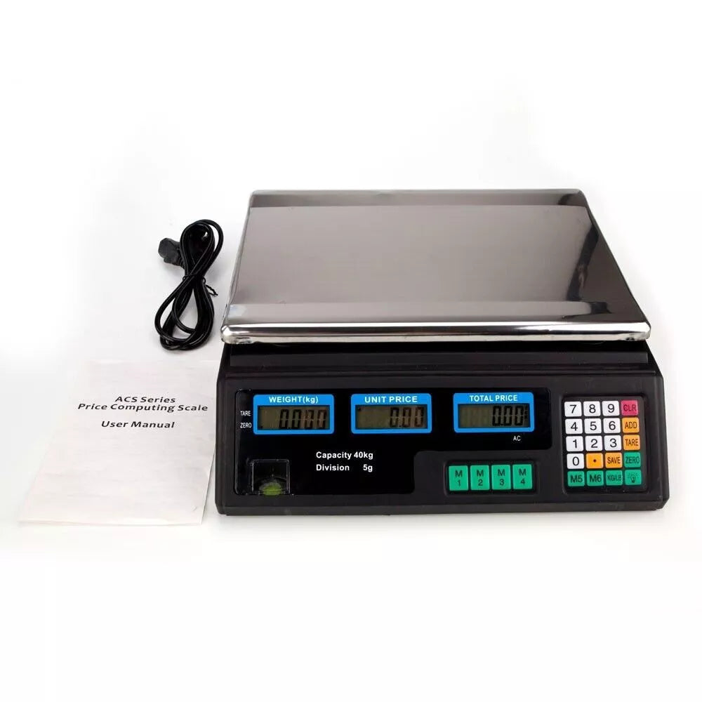 Commercial Digital Weight Scale with Price 88 LB 40KG/5g