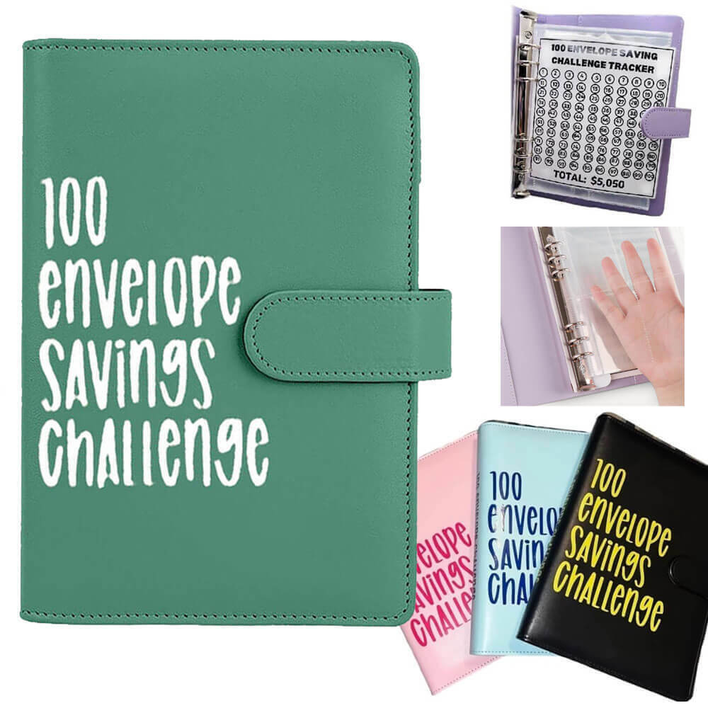 100 Envelope Challenge Binder Savings Book with Envelopes Budget Binder for Cash