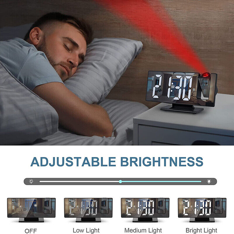 7.8-Inch Digital LED Alarm Clock with Projector: Temperature & Time Projection, USB Monitor