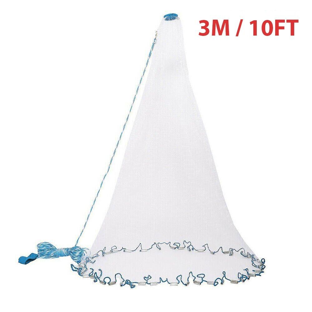 Fishing Cast Net - Easy Throw Hand Cast - Strong Nylon Mesh
