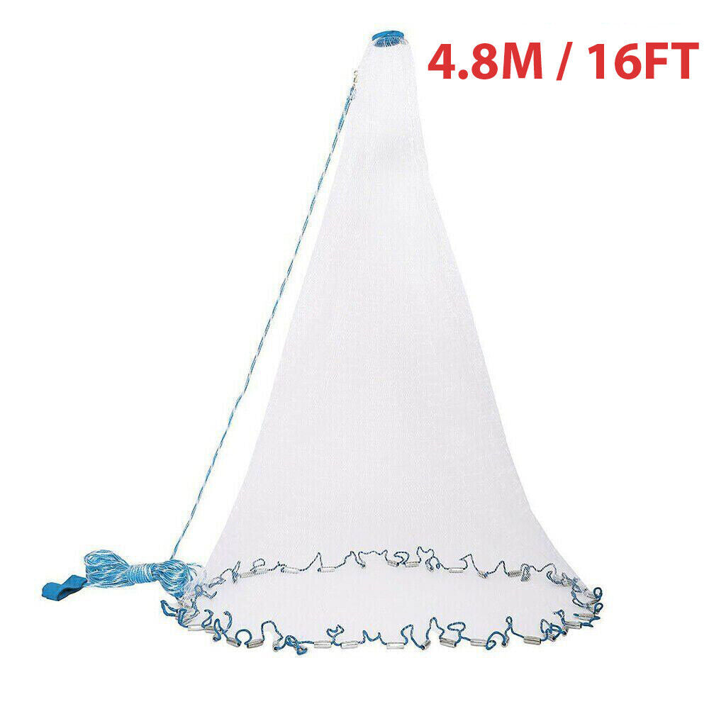 Fishing Cast Net - Easy Throw Hand Cast - Strong Nylon Mesh
