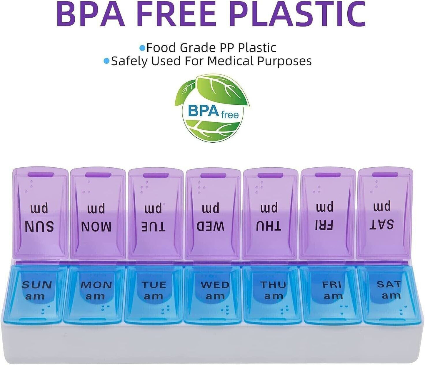 7-Day AM/PM Pill Box Organizer with Removable Medicine Case