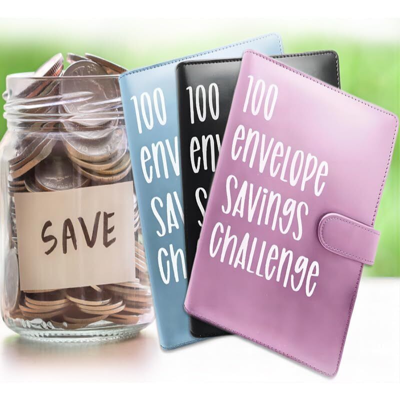 100 Envelope Challenge Binder Savings Book with Envelopes Budget Binder for Cash