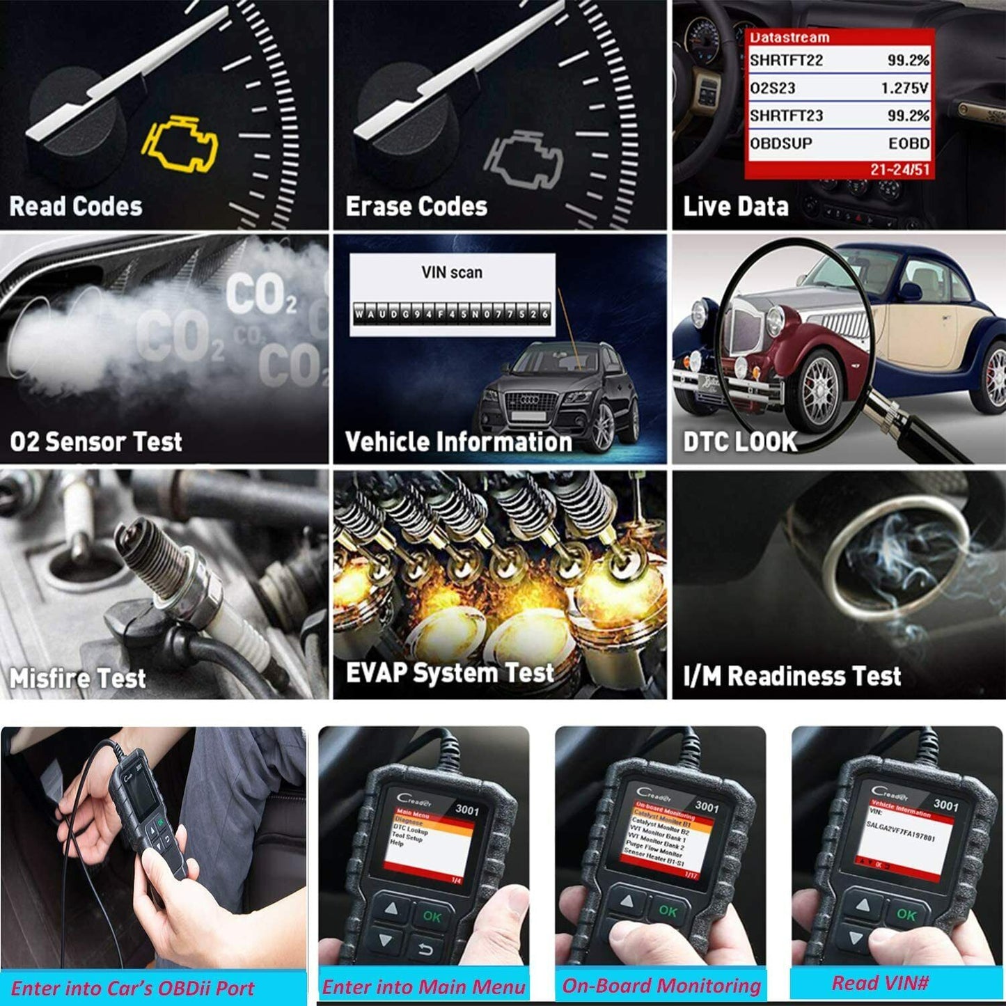 Automotive OBD2 Diagnostic Scanner: Check Engine Light and OBD Code Reader