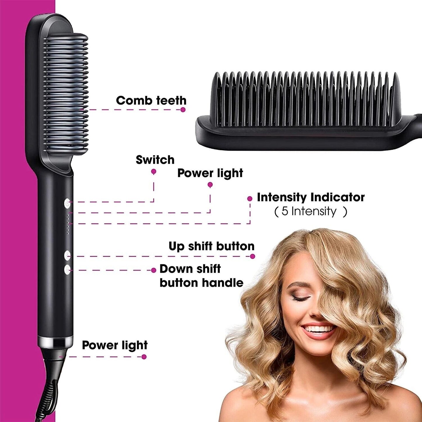 2-in-1 Hair Straightener Comb & Iron
