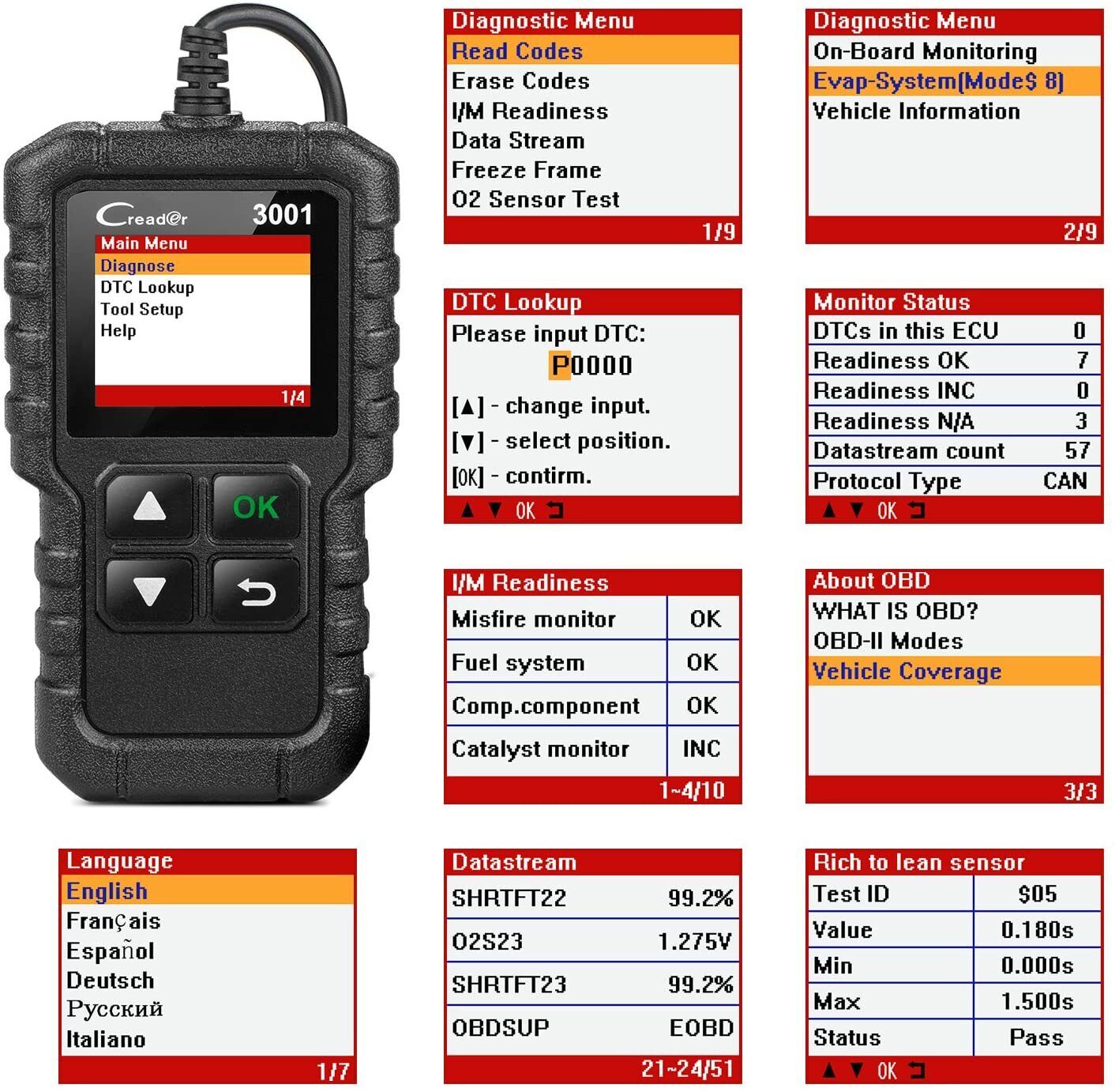 Automotive OBD2 Diagnostic Scanner: Check Engine Light and OBD Code Reader