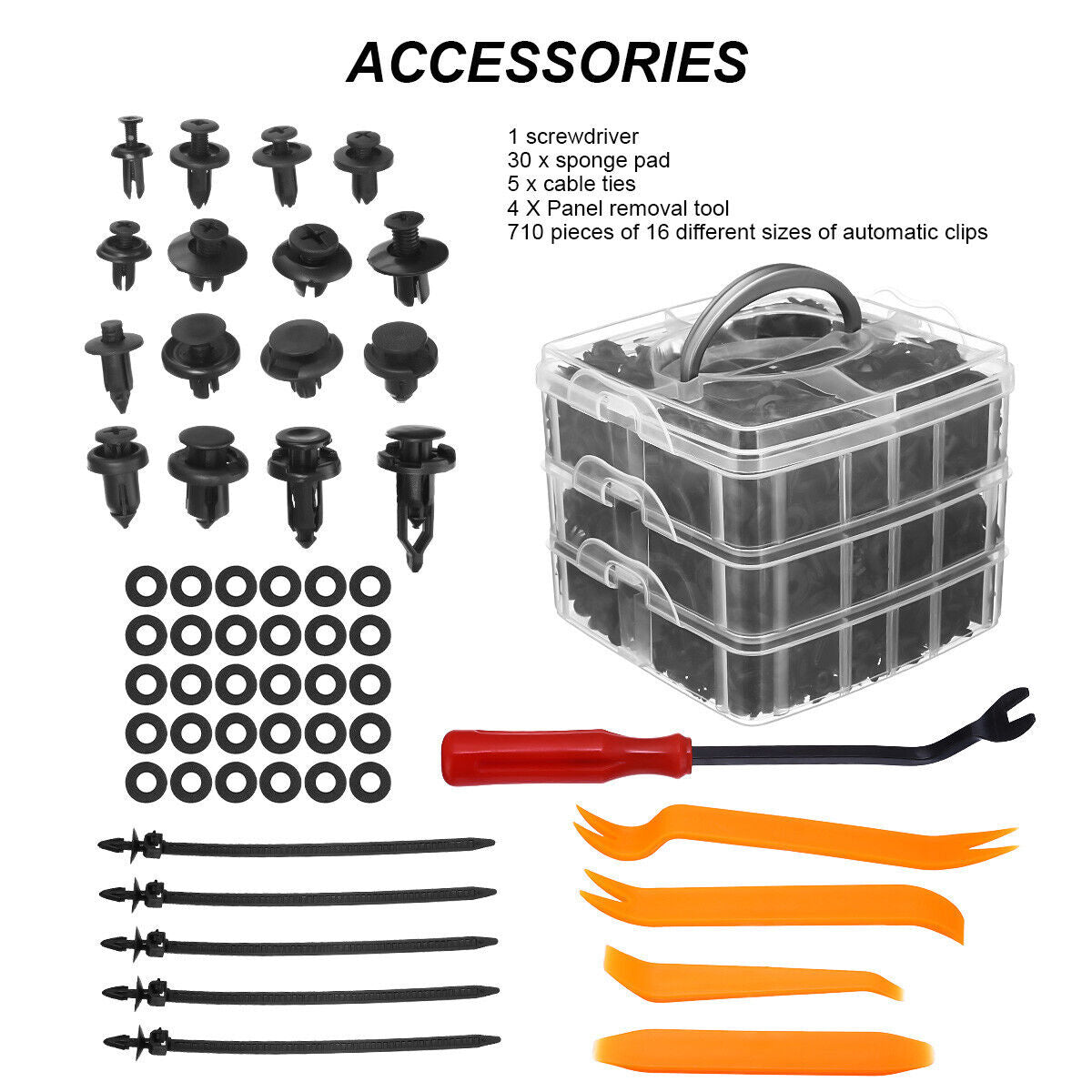 750 Pcs Car Retainer Clips Auto Fasteners Push Trim Clips Pin Rivet Bumper Kit