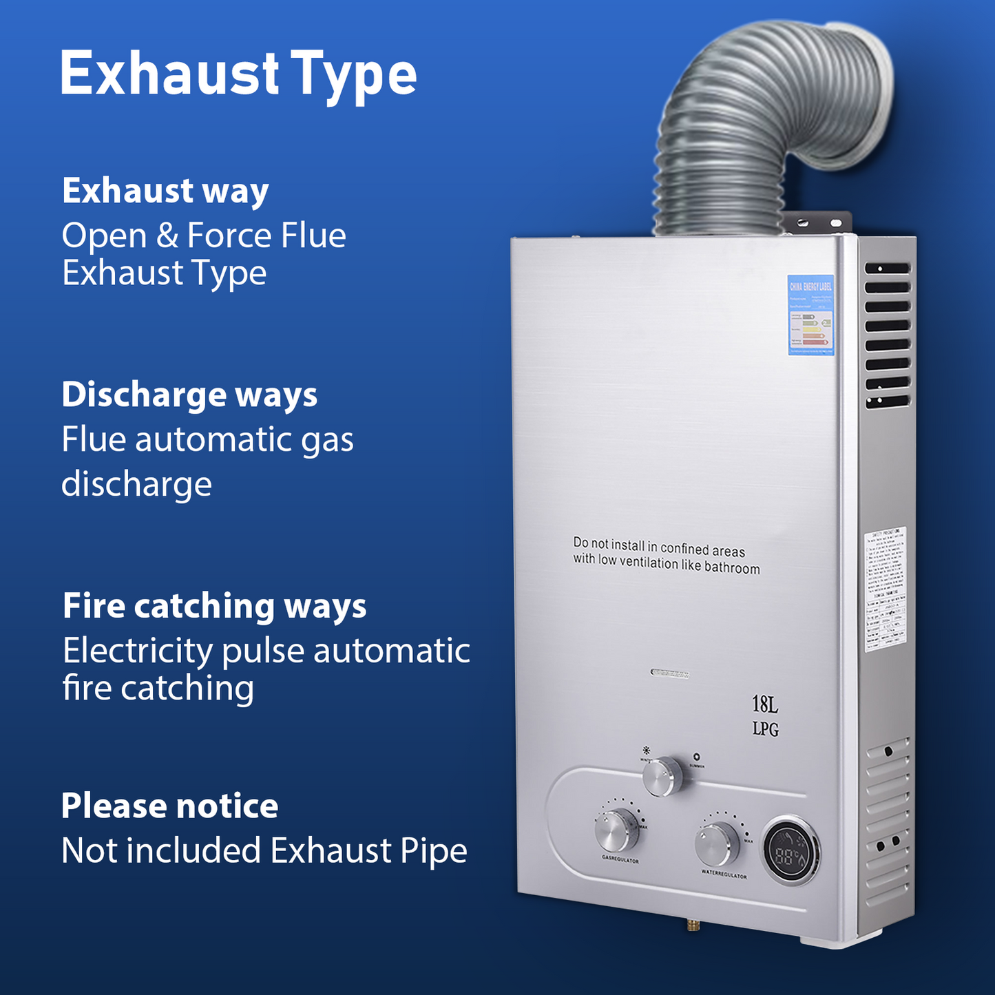 18L Propane Gas Hot Water Heater Instant Boiler (Tankless)