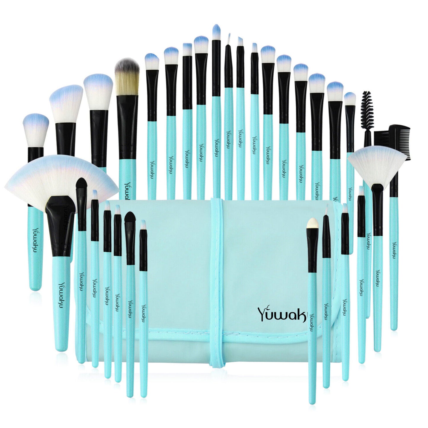 32-Piece Professional Makeup Brush Set with Leather Case – Soft Natural Hair Brushes for Eyes, Face & Lips – Perfect for Beginners & Makeup Artists