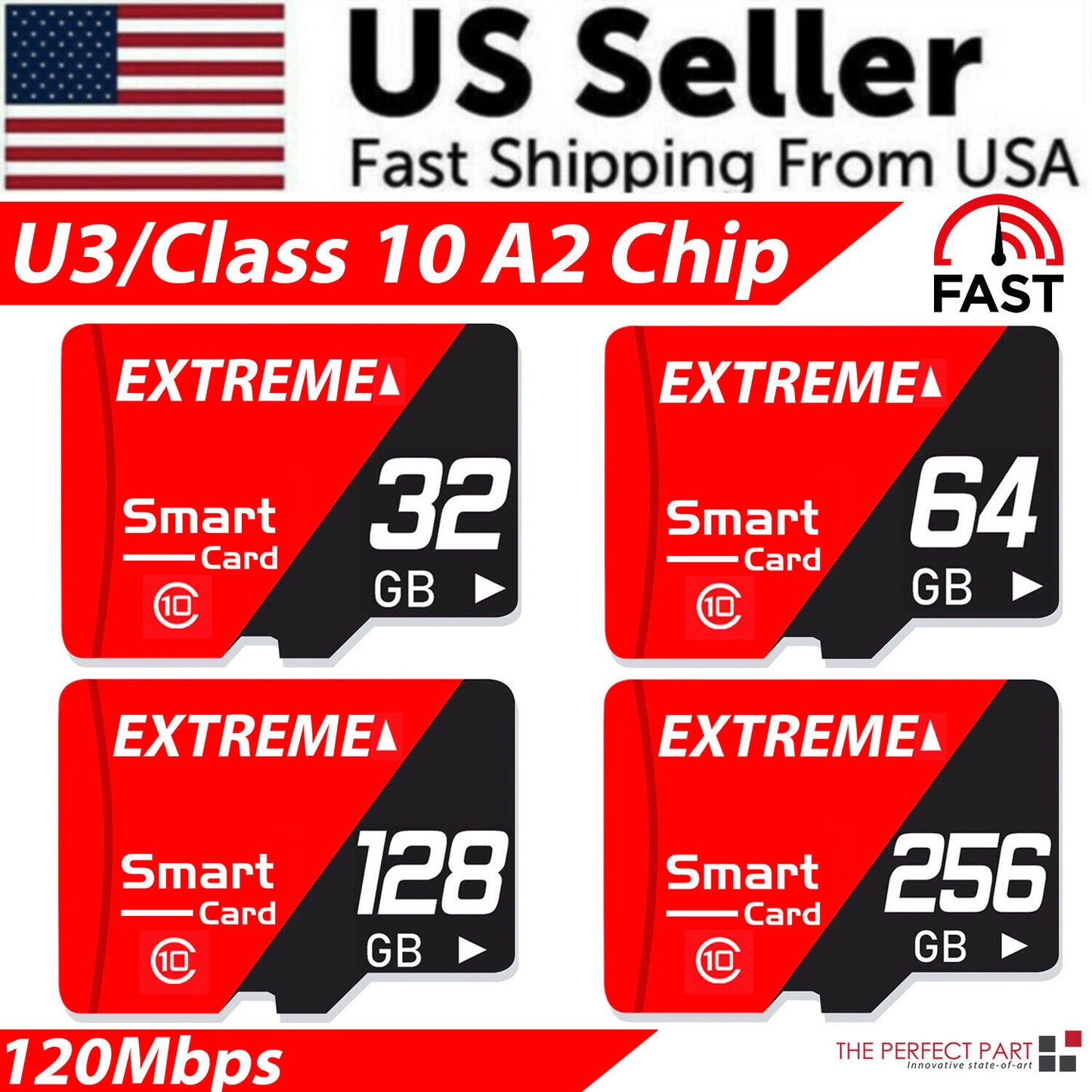Ultra Class 10 Micro SD Card with High-Speed Memory, Available in 32GB/64GB/128GB/256GB Capacities