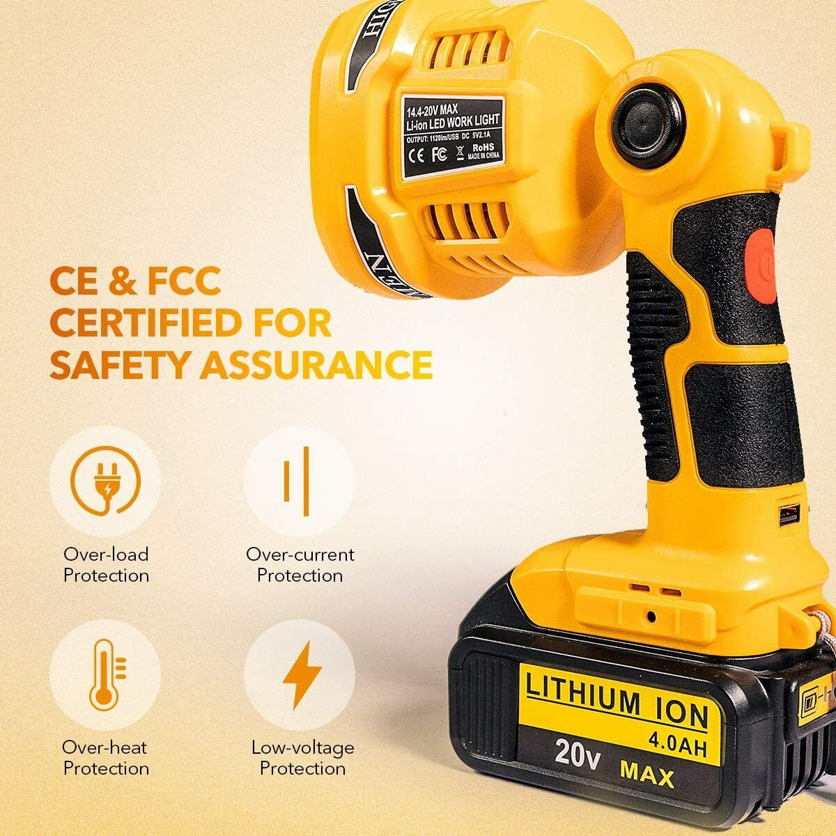 20V MAX XR Compatible LED Work Light with 1120LM Brightness and 12W Power