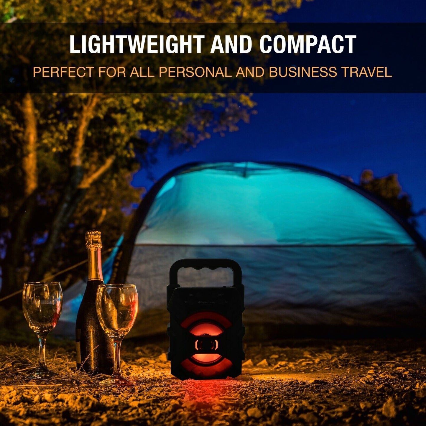 Mini Bluetooth Speaker with FM Radio, AUX/USB/SD Inputs, and LED Party Lights – 400W Portable Sound System