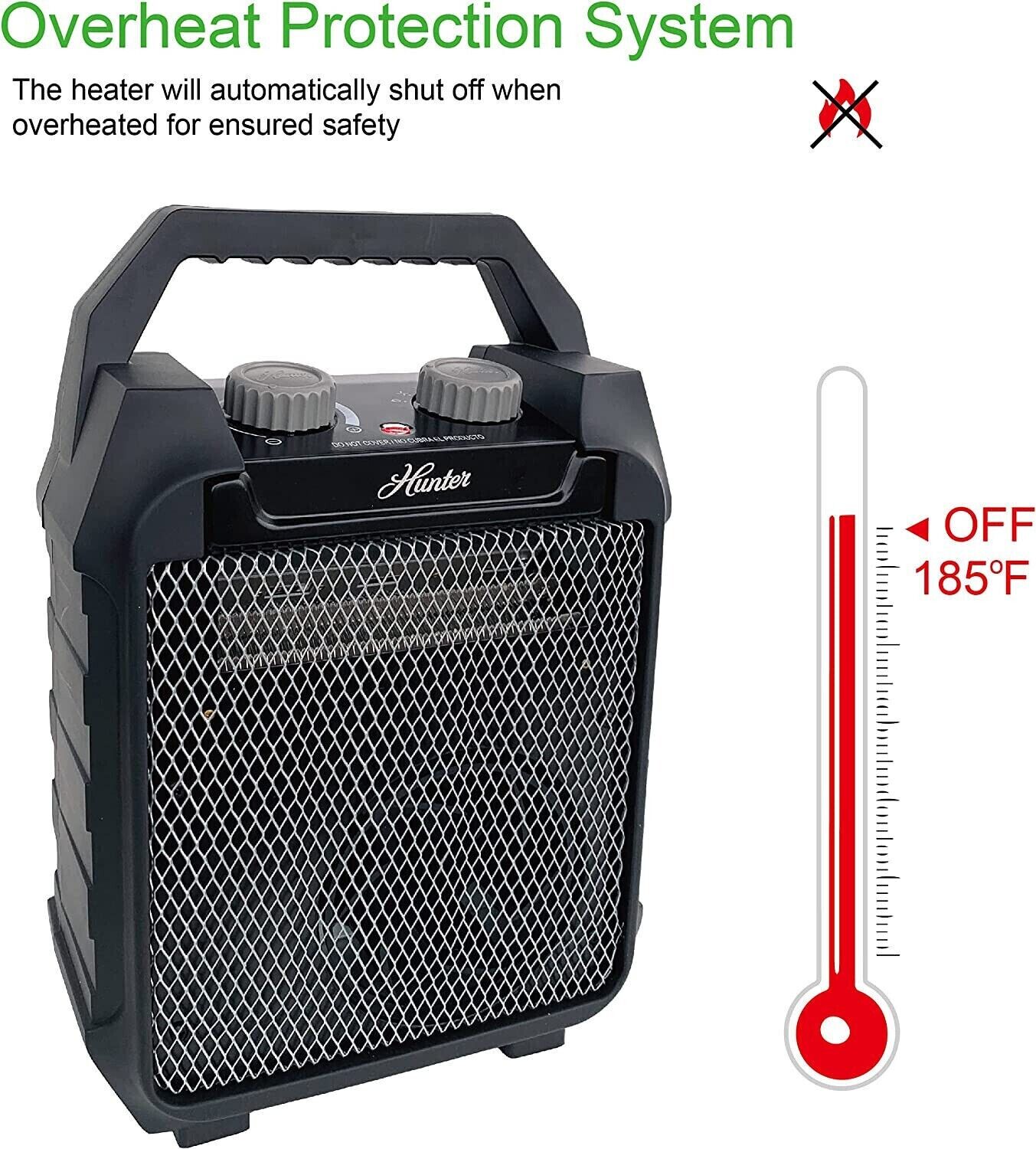 Hunter 1500W Portable Space Heater with Recirculating Thermostat