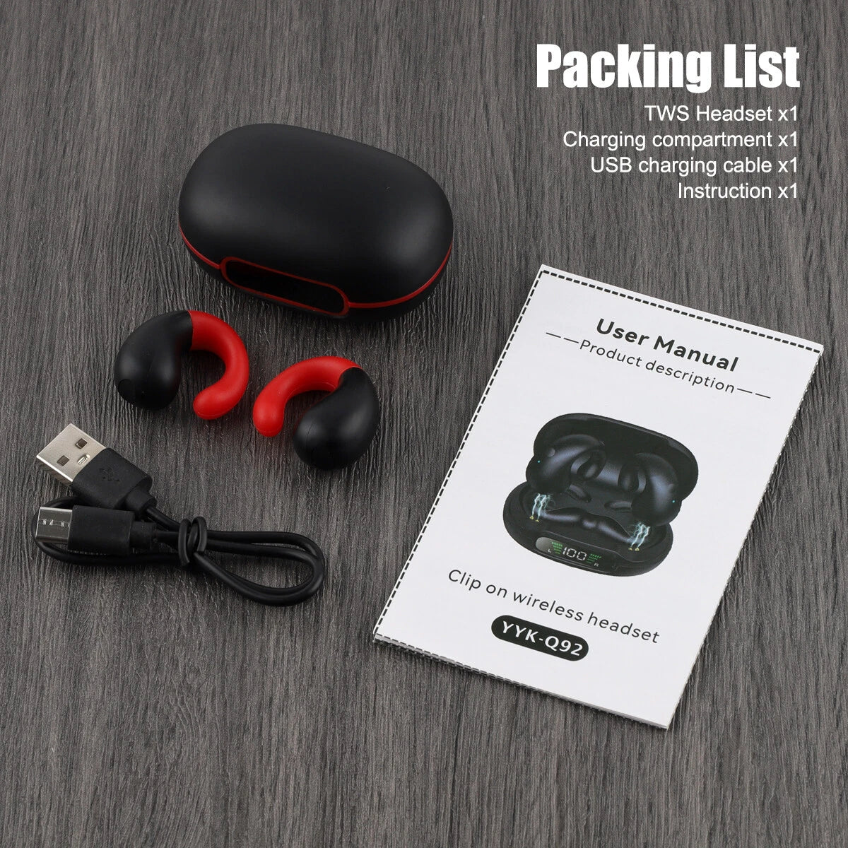 Bone Conduction Wireless Headphones – Bluetooth 5.3 Ear Clip Sport Earbuds