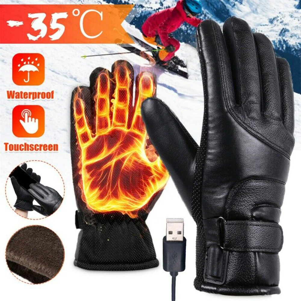 Electric Heated Gloves with Thermal Warming: Windproof for Skiing and Snow Activities (USB-Powered)