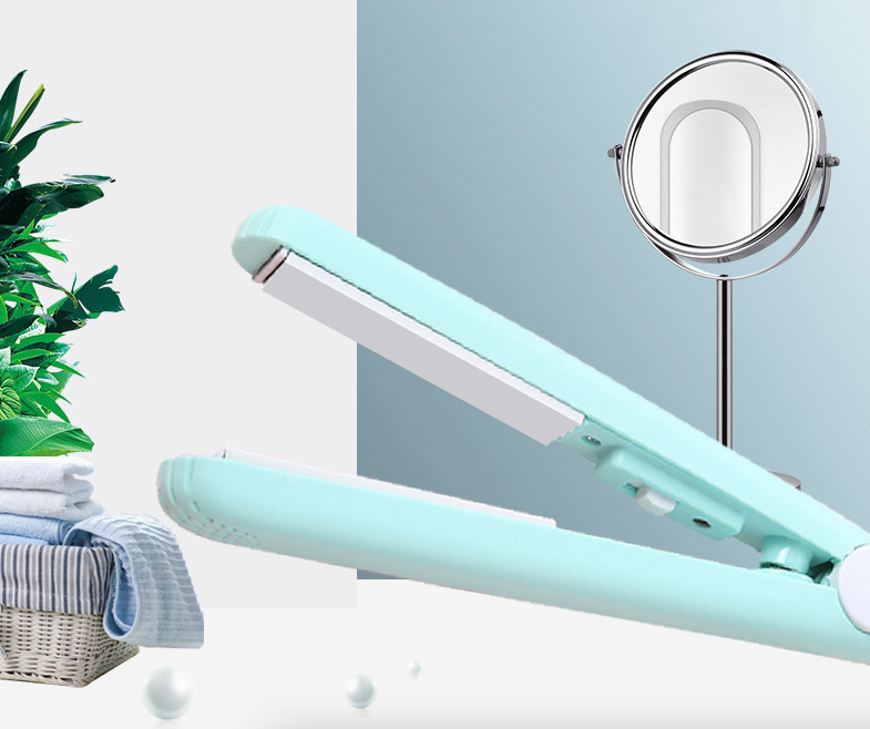 2-in-1 Professional Mini Portable Hair Iron with Ceramic Plates: Straightener & Curler