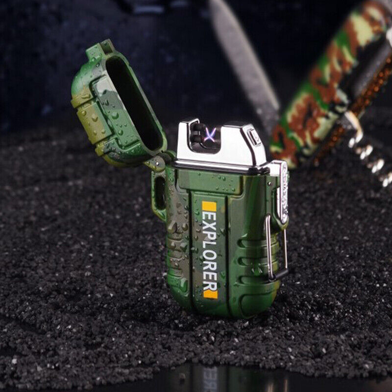 Waterproof Dual Arc Electric Lighter with Flameless Plasma Technology and USB Rechargeable Functionality