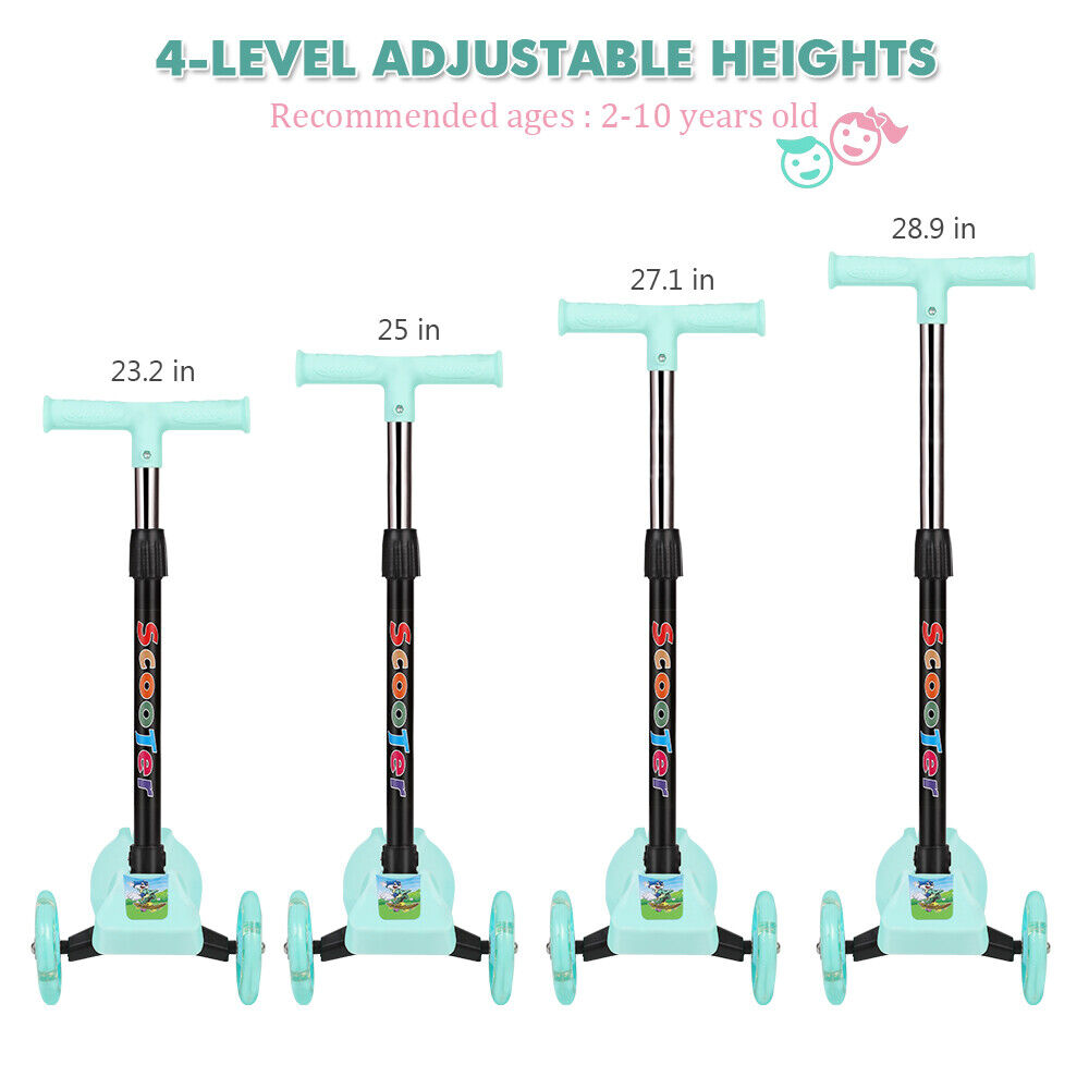 3-Wheel Kick Scooter for Kids and Toddlers: Adjustable Height with LED Light-Up Wheels