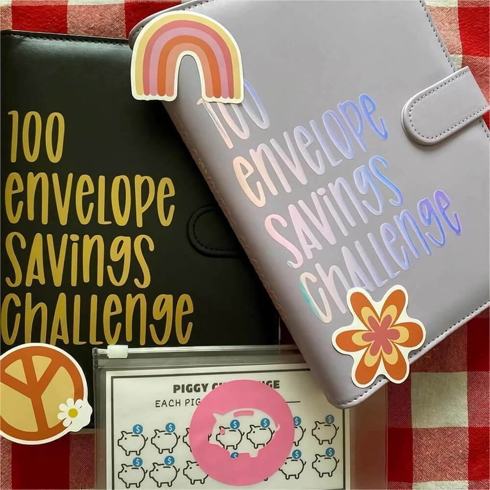 100 Envelope Challenge Binder Savings Book with Envelopes Budget Binder for Cash