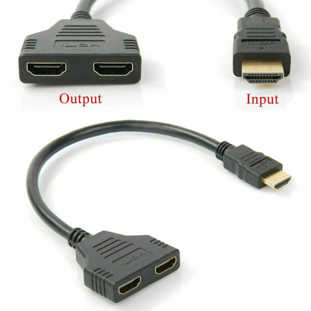 4K HDMI Splitter Adapter 2.0 - 1 Male to 2 Female Converter, 1 Input 2 Outputs