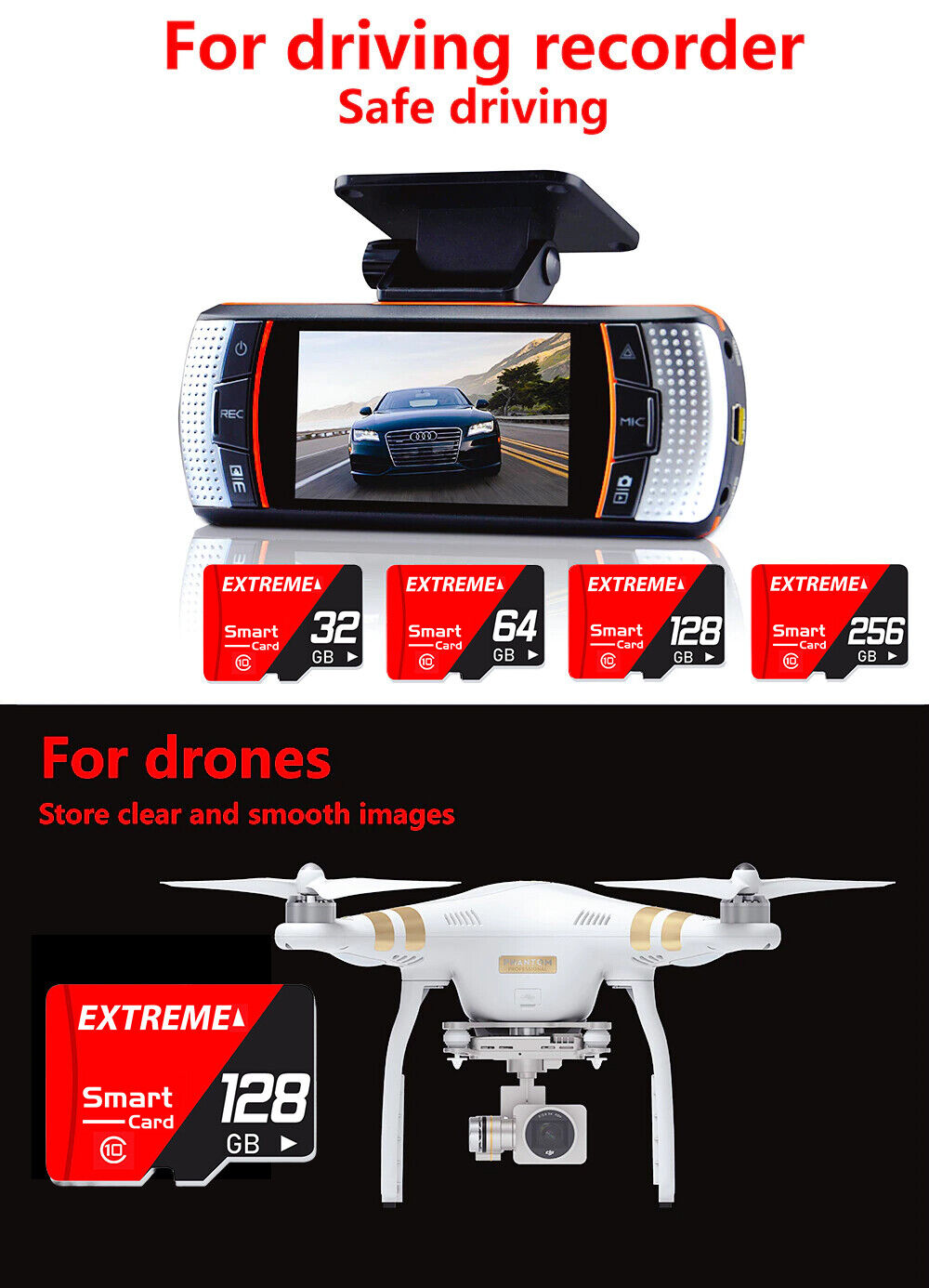 Ultra Class 10 Micro SD Card with High-Speed Memory, Available in 32GB/64GB/128GB/256GB Capacities