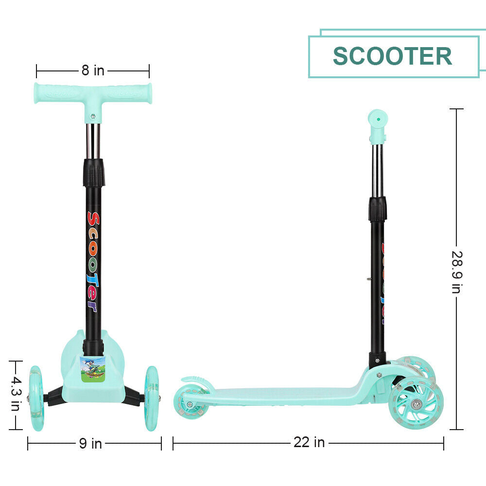 3-Wheel Kick Scooter for Kids and Toddlers: Adjustable Height with LED Light-Up Wheels