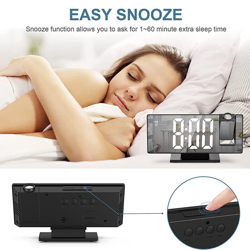 7.8-Inch Digital LED Alarm Clock with Projector: Temperature & Time Projection, USB Monitor
